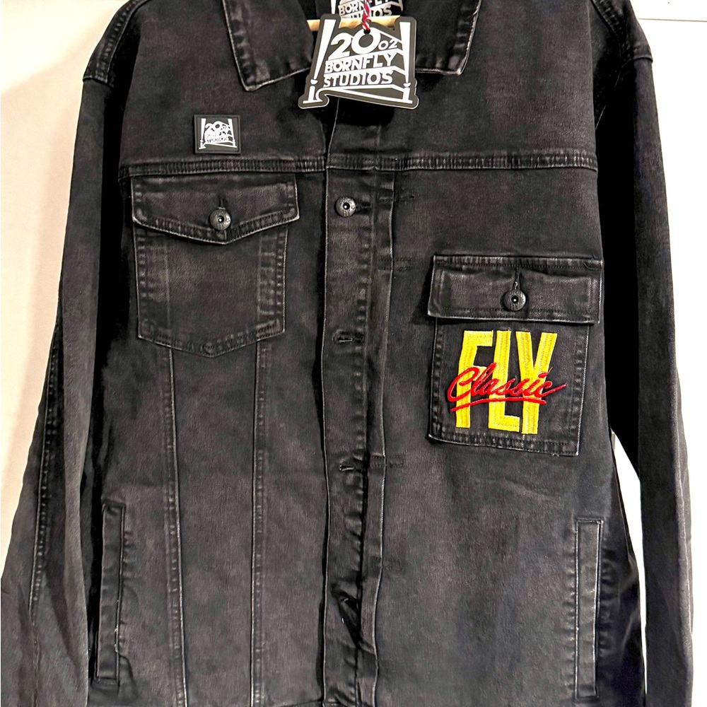Born Fly Black Denim Jacket for Men